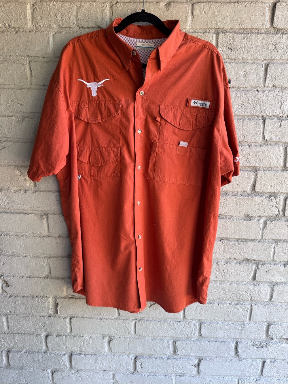 Texas UT Longhorns Columbia PFG Men’s L  Short-Sleeve Button-Down Shirt - Orange